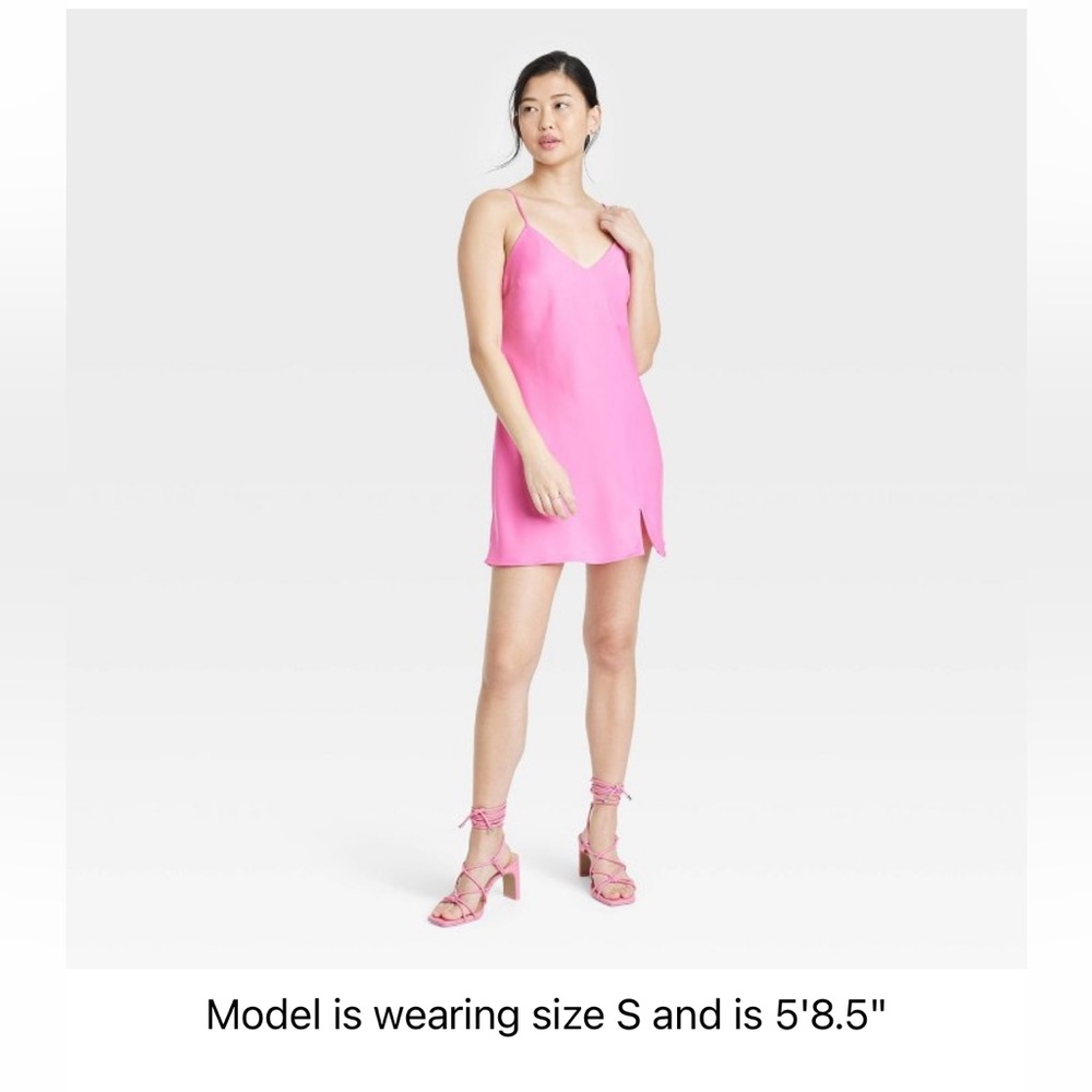 Barbie Pink Satin V Neck Slip Dress Size S